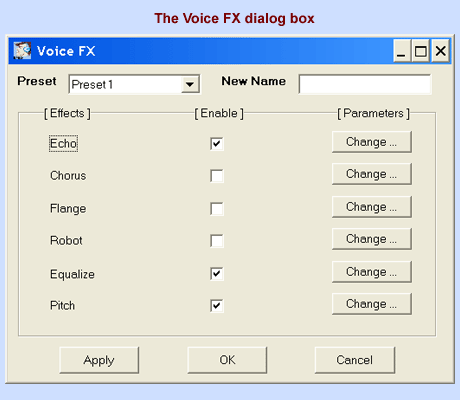The Voice FX dialog box